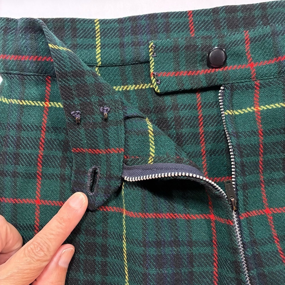 Vintage Handmade Wool Skirt Green Yellow Plaid XS/S - Picture 3 of 6